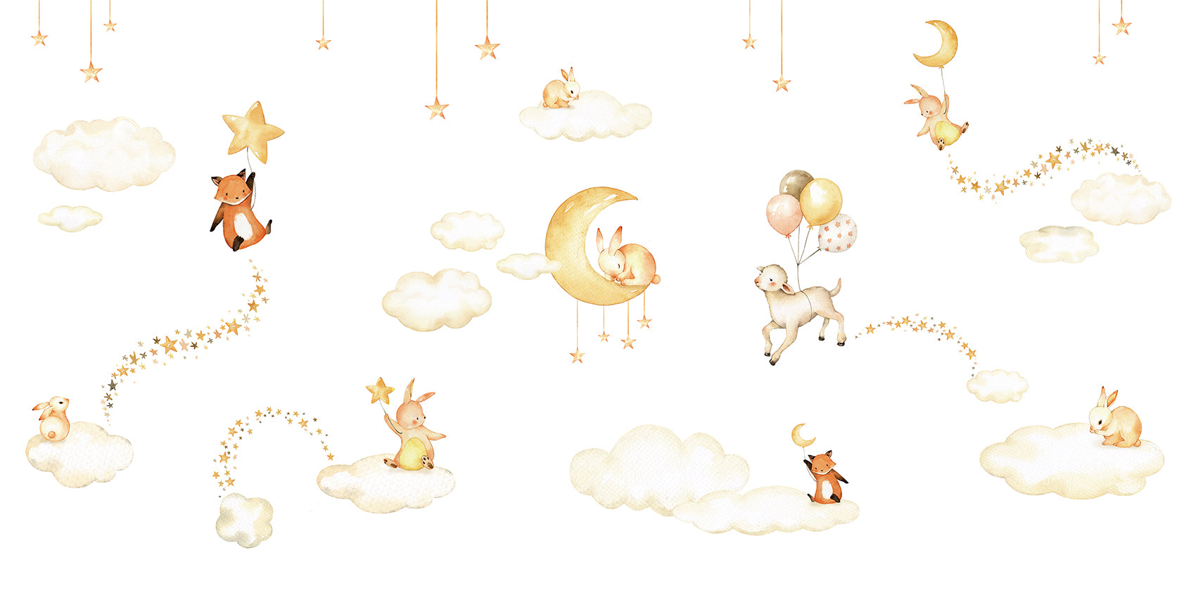 Sweet Dreams – White wallpaper mural by Oliver Robins