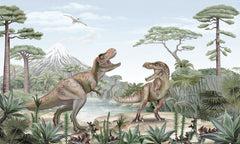 Terrific T-Rex wallpaper mural by Kikki Belle