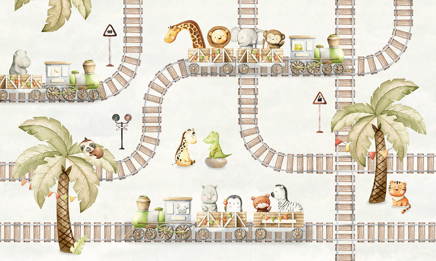 Train Travels wallpaper mural by Oliver Robins