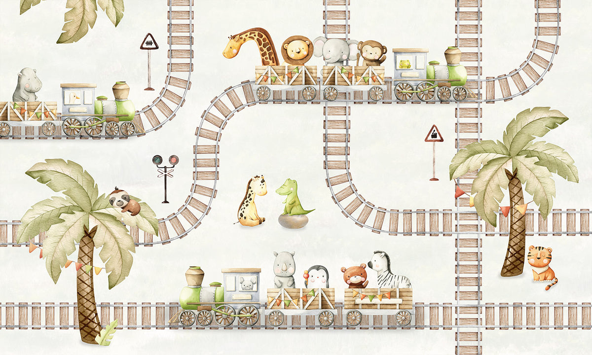 Train Travels wallpaper mural by Oliver Robins