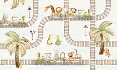 Train Travels wallpaper mural by Oliver Robins