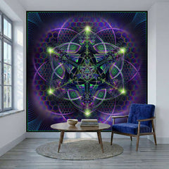 Trance Nectar psychedelic wallpaper mural in a contemporary living room