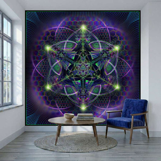 Trance Nectar psychedelic wallpaper mural in a contemporary living room