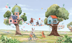 Treehouse Party wallpaper mural by Oliver Robins