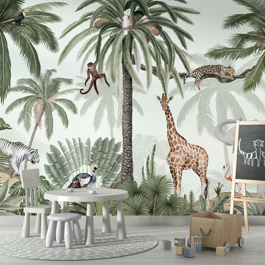 Tropical Jive wallpaper mural in a children’s playroom school board