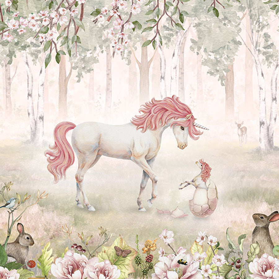 Close-up of the Unicorn Forest – Green wallpaper mural