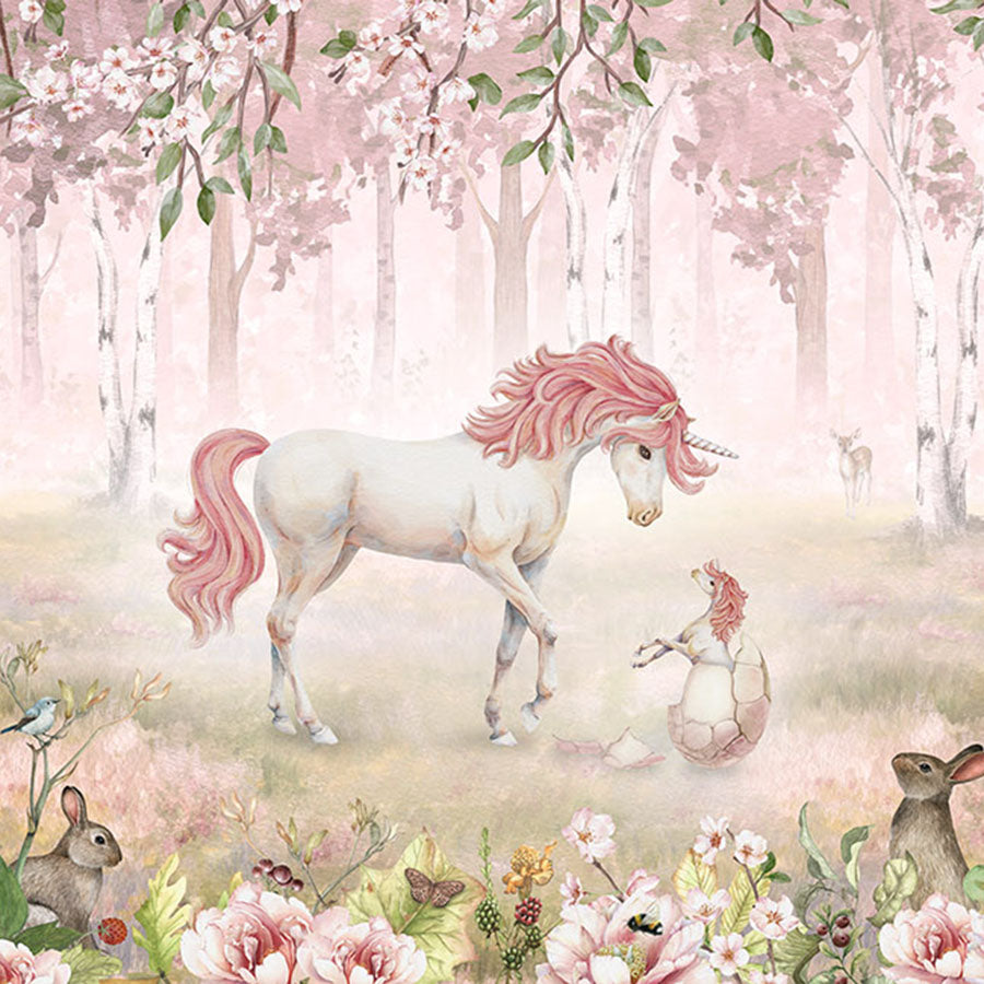 Close-up of the Unicorn Forest – Pink wallpaper mural
