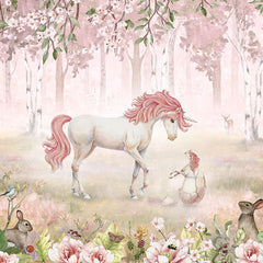 Close-up of the Unicorn Forest – Pink wallpaper mural