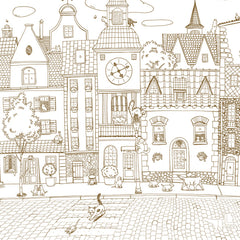 Close-up of the Village Cats – Sepia Lines wallpaper mural by Oliver Robins