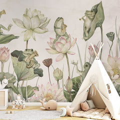 Water Lily Orchestra wallpaper mural in a children’s playroom tipi