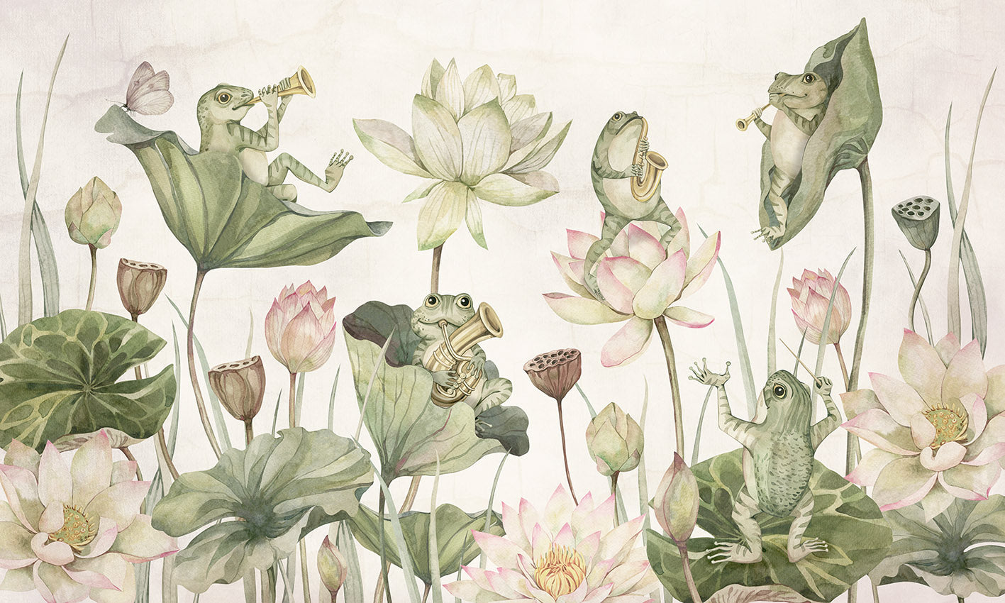 Water Lily Orchestra wallpaper mural by Kikki Belle