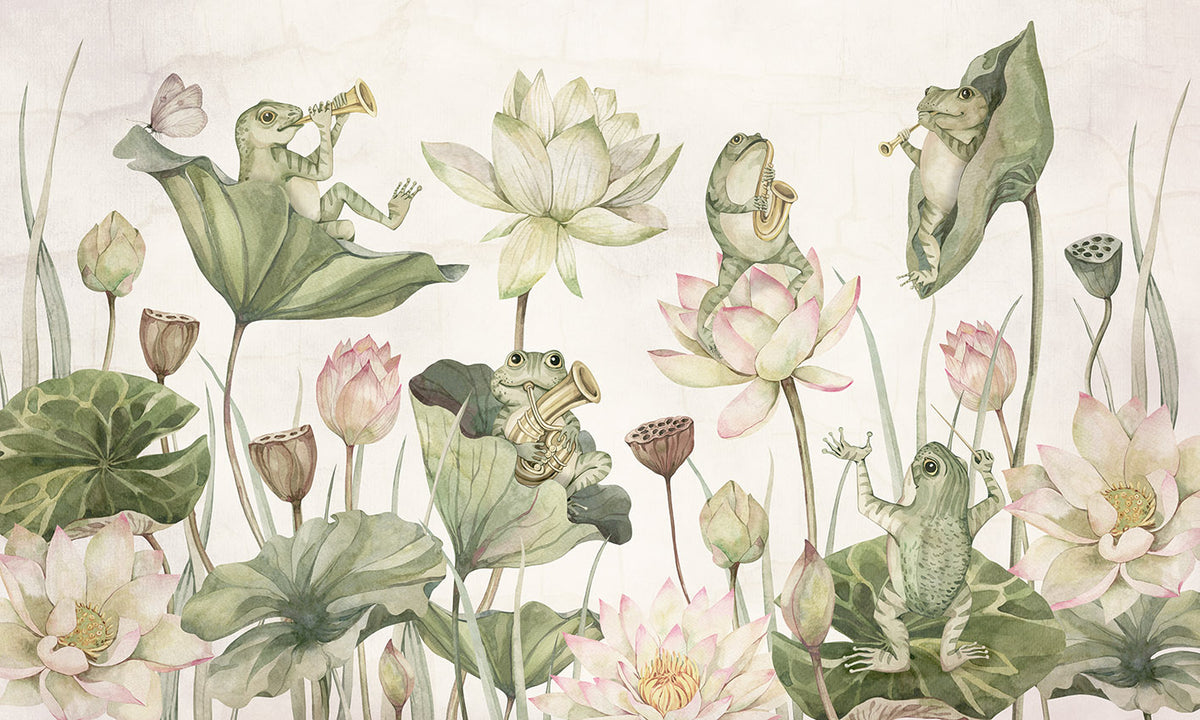 Water Lily Orchestra wallpaper mural by Kikki Belle