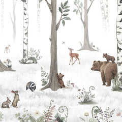 Close-up of the White Forest wallpaper mural