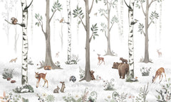 White Forest wallpaper mural by Kikki Belle