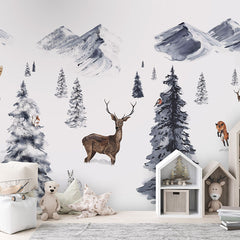 Winter Wonderland wallpaper mural in a children’s playroom