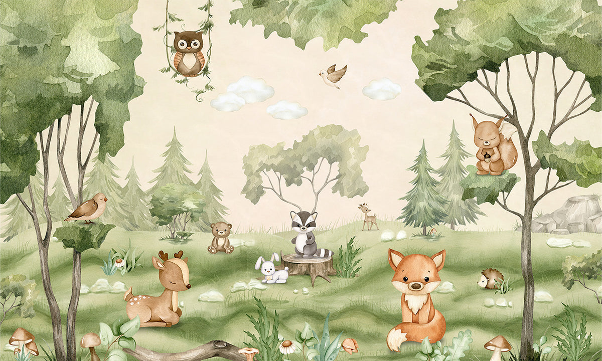 Woodland Joy wallpaper mural by Oliver Robins