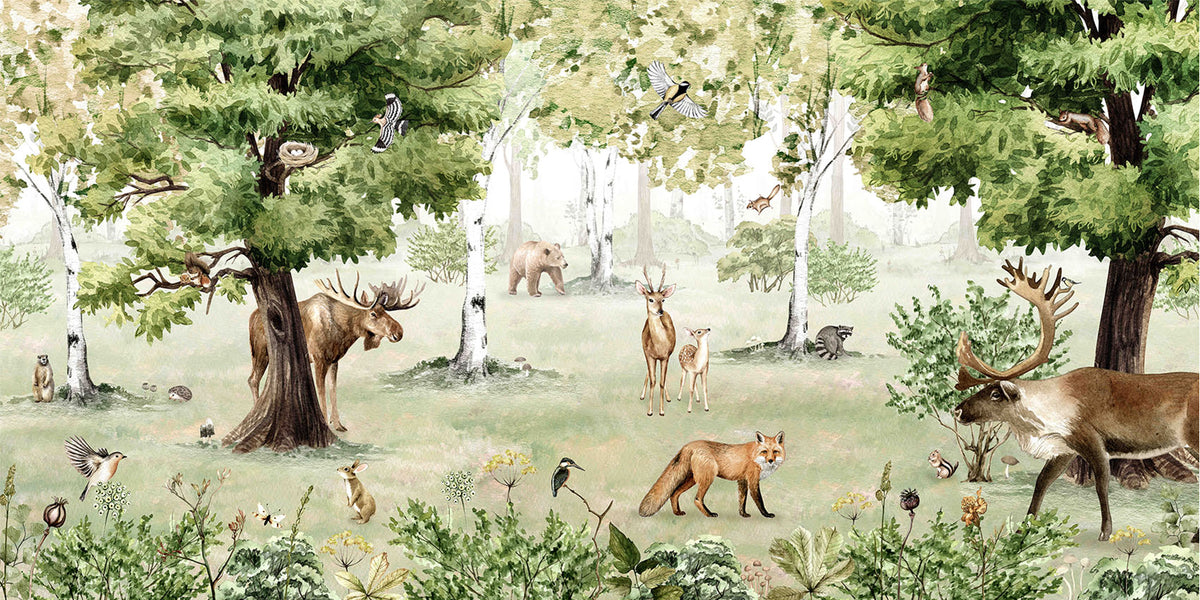 Woodland Wonders wallpaper mural by Kikki Belle